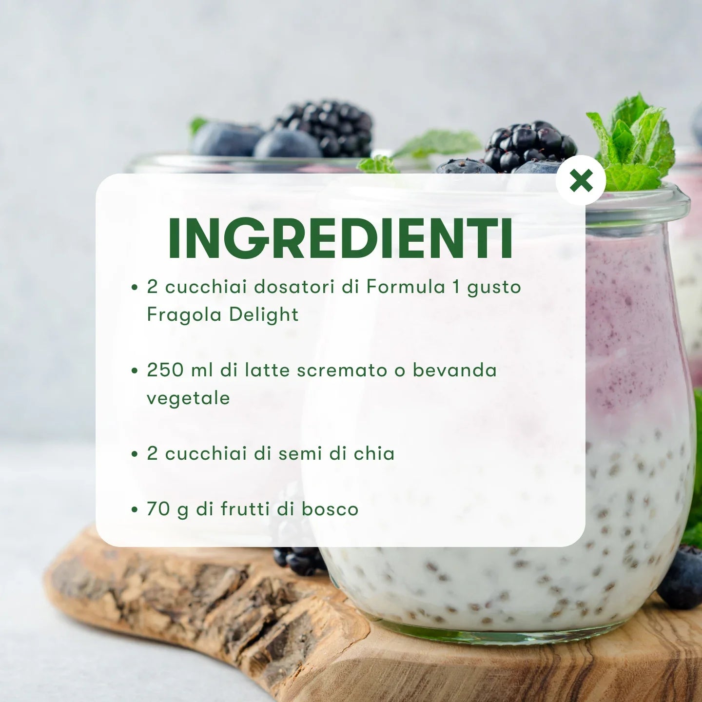 Ricetta ufficiale Herbalife Italia con Formula 1, frutti di bosco e semi di chia