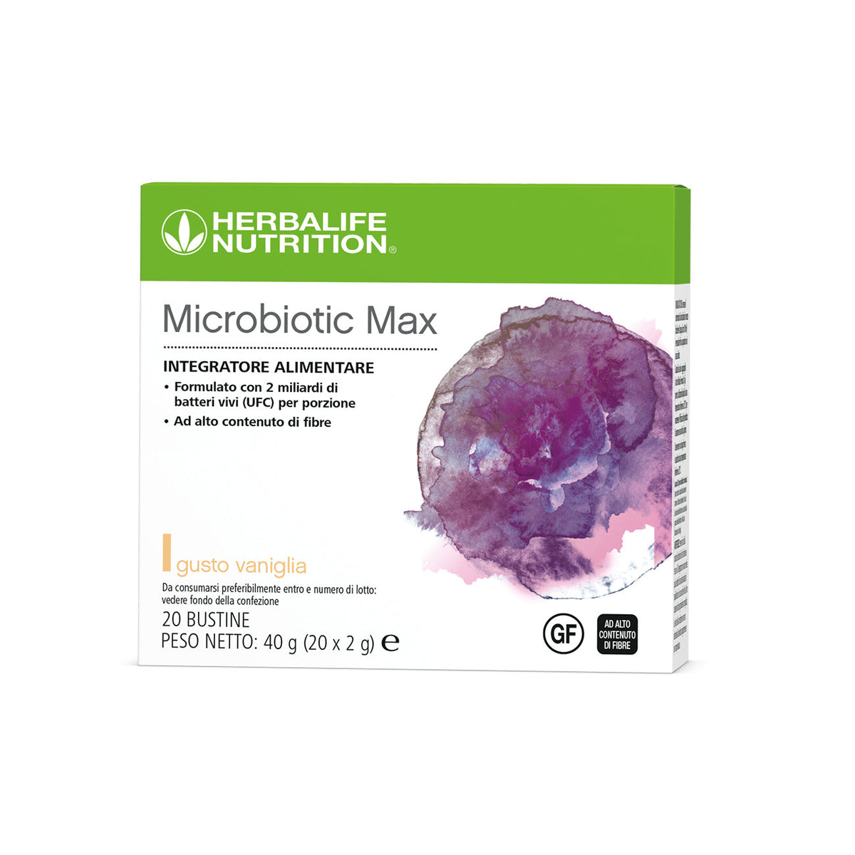 Microbiotic Max Herbalife gusto vaniglia, confezione italiana autentica da 20 bustine