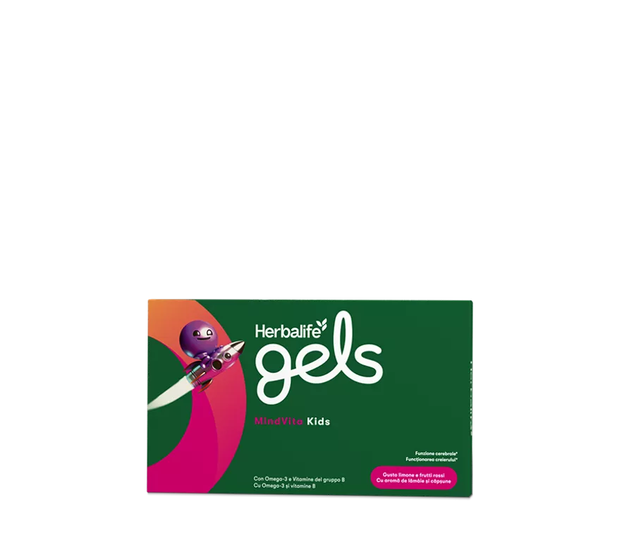 Herbalife Gels MindVita Kids gusto Limone e Frutti Rossi, confezione italiana da 30 gelatine