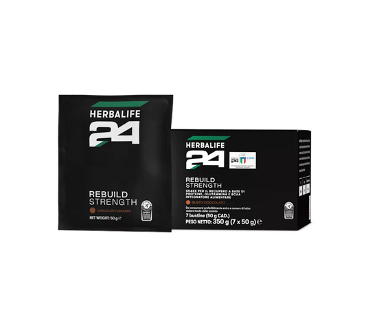 Herbalife24 Rebuild Strength gusto cioccolato, confezione italiana da 7 bustine